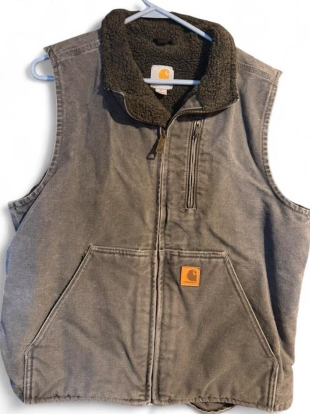Carhartt Men's Brown Canvas Sherpa Lined Vest